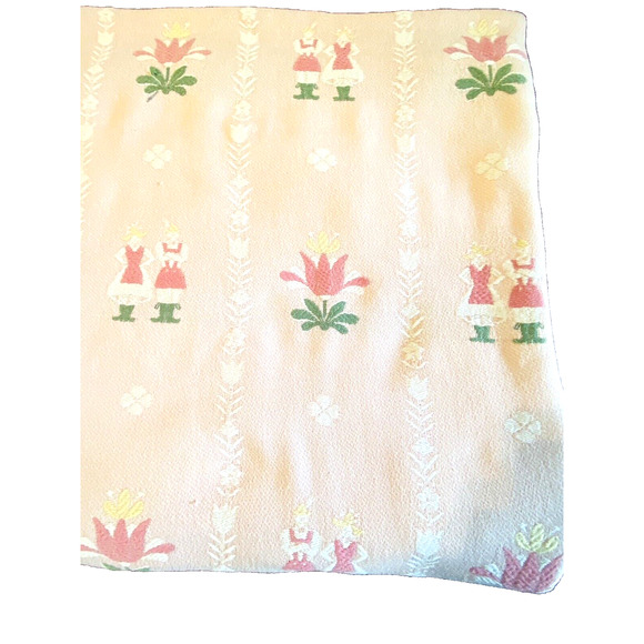 Vintage Bates Bedspread Pink Dutch Scandinavian Floral Design 84" x 90" - Picture 2 of 10